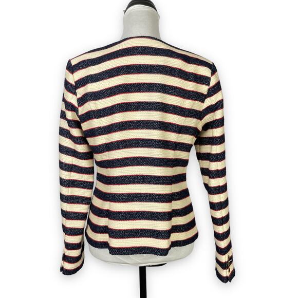 Cabi #5094 | Cruise Jacket Navy Cream Red Stripe Nautical Double Breasted Blazer - Picture 4 of 16
